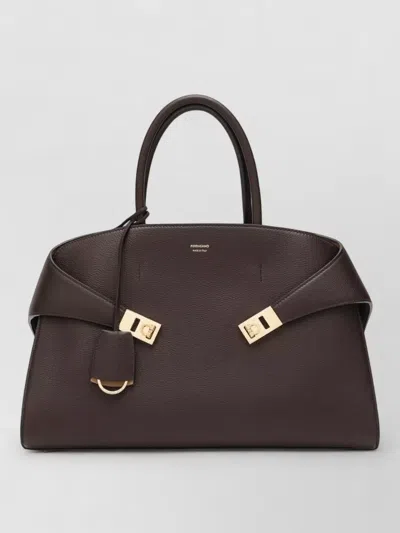 Ferragamo Hug M Leather Tote Bag Salvatore In Brown