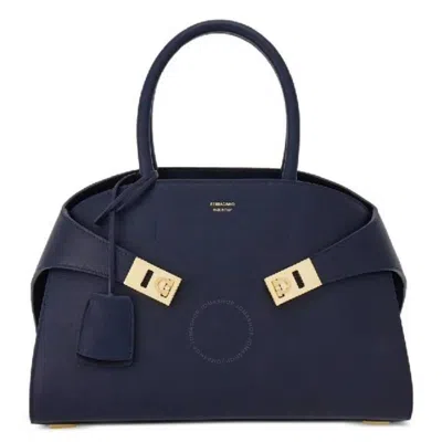 Ferragamo Hug M Top-handle Bag In Blue