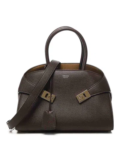 Ferragamo Hug M Tote Bag In Brown