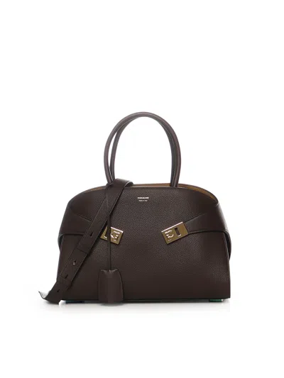 Ferragamo Hug M Tote Bag In Black