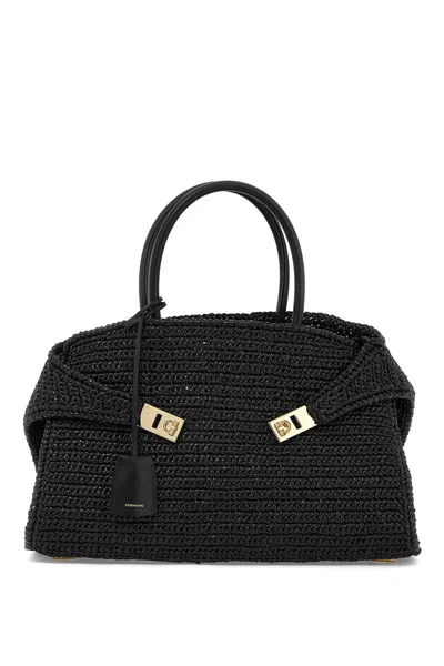 Ferragamo Hug Medium Handbag In Black