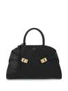 Ferragamo Hug Medium Leather Handbag In Black