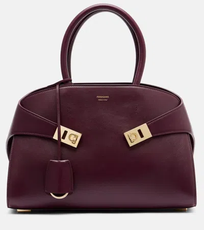Ferragamo Soft Crossbody Bag Detachable Strap Handles In Burgundy