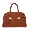 Ferragamo Mini Leather Hook Handbag In Brown