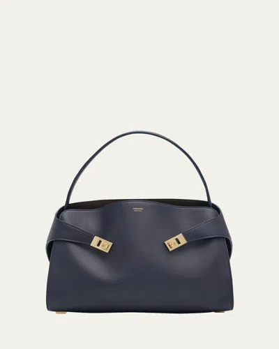 FERRAGAMO HUG MEDIUM SOFT BICOLOR LEATHER SHOULDER BAG