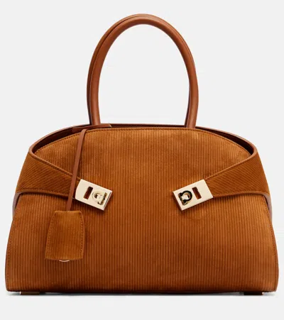 Ferragamo Hug Medium Suede Tote Bag