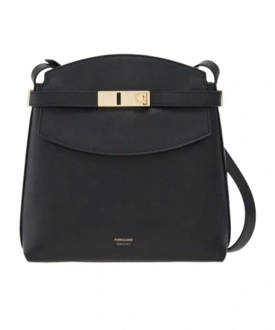 Ferragamo Calfskin Leather Hug Shoulder Bag In Green