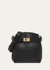 Ferragamo Hug Mini Bicolor Leather Crossbody Bag In Nero