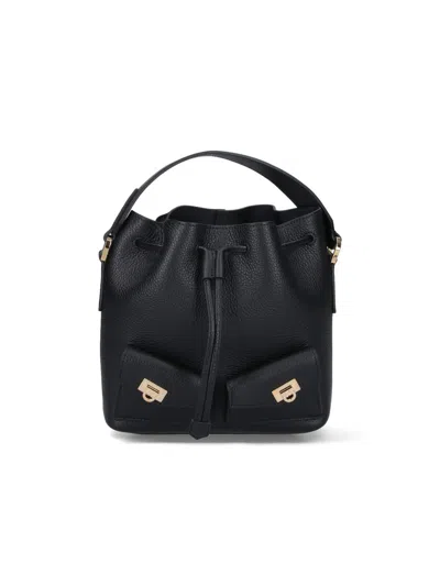 Ferragamo Hug Mini Bucket Bag In Black
