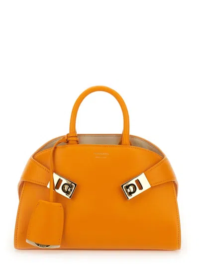 Ferragamo Borsa A Mano Hug Mini In Pelle Arancione Donna In Yellow