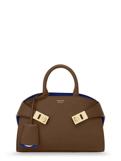 Ferragamo Hug Mini Leather Crossbody Bag In Brown