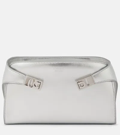 Ferragamo Hug Mini Leather Crossbody Bag In Silver