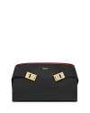 Ferragamo Hug Mini Leather Crossbody In Black/flame Red/gold