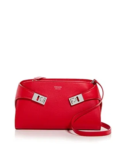 Ferragamo Hug Mini Leather Crossbody In Flame Red