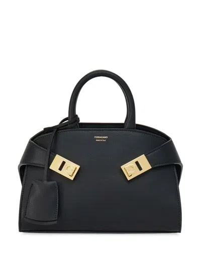 Ferragamo Hug Mini Leather Handbag In Black