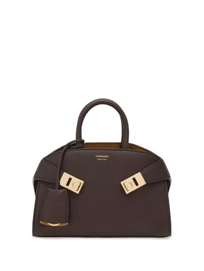 Ferragamo Hug Mini Leather Handbag In Brown