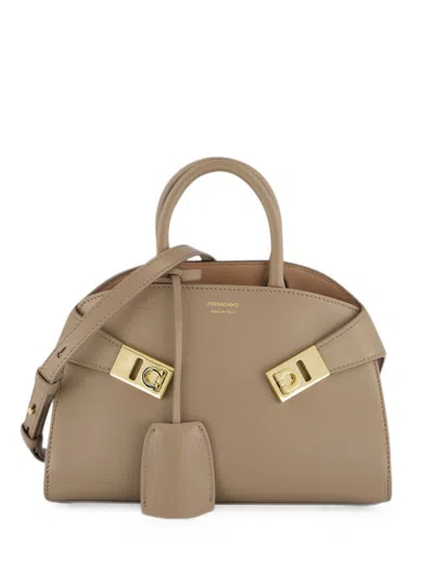 Ferragamo Hug Mini Leather Handbag In Gray