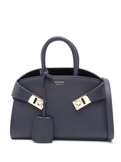 Ferragamo Hug Mini Leather Tote Bag In Blue