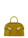 Ferragamo Hug Mini Ribbed Suede Shoulder Bag In Green