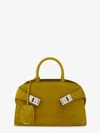 Ferragamo Hug Mini Ribbed Suede Shoulder Bag In Green