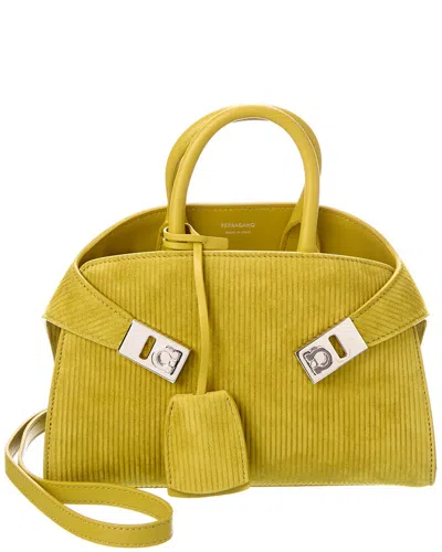 Ferragamo Hug Mini Suede Crossbody In Yellow