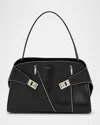 Ferragamo Hug Soft Shoulder Bag Multi-zip (m) In Black