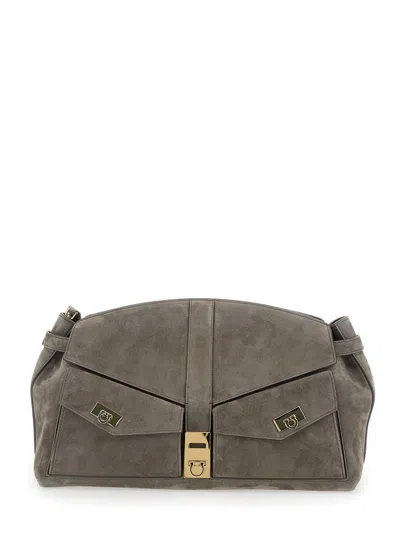 Ferragamo Hug Pouch L In Grey