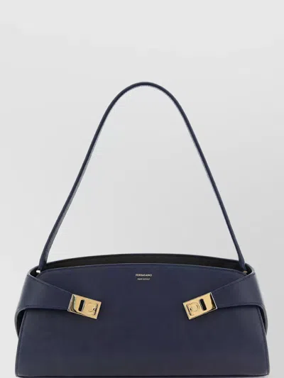 Ferragamo Hug Pouch Leather Clutch Bag In Blue