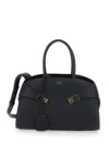 Ferragamo Hug S Black Handbag With Logo And Gancini Buckle In Leather Woman