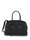 Ferragamo Hug S Black Handbag With Logo And Gancini Buckle In Leather Woman