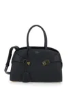 Ferragamo 'hug' Black Handbag With Logo And Gancini Buckle In Black