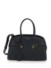 Ferragamo Hug S Black Handbag With Logo And Gancini Buckle In Leather Woman