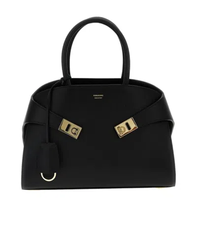 Ferragamo Hug S Front Logo Tote In Black