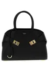 Ferragamo Hug S Black Handbag With Logo And Gancini Buckle In Leather Woman In Black