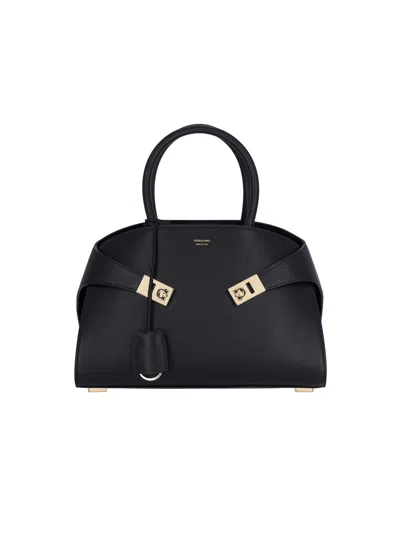 Ferragamo 'hug S' Handbag In Black  