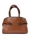 Ferragamo Chic Embrace Mini Handbag In Luxurious Brown Calf Leather In Brown
