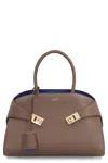 Ferragamo Borsa A Mano Hug Mini In Pelle Fango Donna In Brown