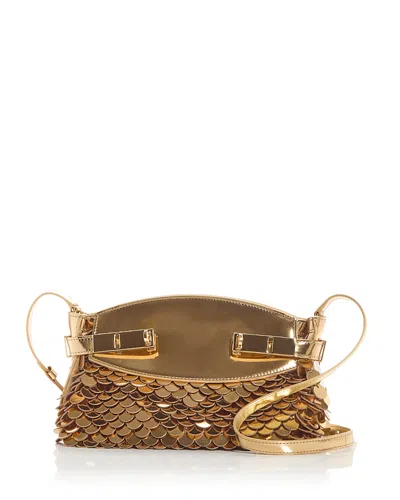 Ferragamo Hug Sequin Embellished Clutch In Lux Gold
