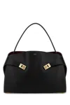 Ferragamo Structured Leather Shoulder Bag In Nerbor