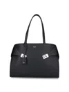 Ferragamo Hug Top-zip Leather Shoulder Bag In Black