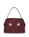 Ferragamo Medium Hug Leather Shoulder Bag In Burgundy