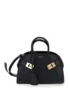 Ferragamo Mini Hug Leather Top Handle Bag In Black