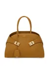 Ferragamo Women Hug Small Leahter Tote Bag In Brown