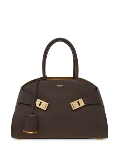 FERRAGAMO FERRAGAMO HUG SMALL LEAHTER TOTE BAG