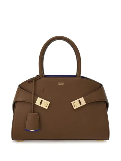 FERRAGAMO FERRAGAMO HUG SMALL LEAHTER TOTE BAG