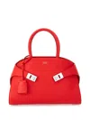 Ferragamo Hug Small Leahter Tote Bag In Red