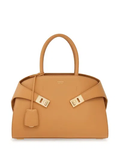 FERRAGAMO FERRAGAMO HUG SMALL LEAHTER TOTE BAG