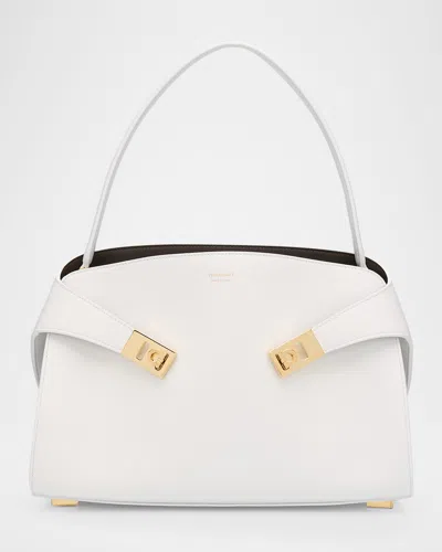 Ferragamo Hug Small Leather Shoulder Bag In Optic White