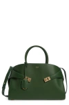 Ferragamo Hug Small Leather Top Handle Bag In Forest Green