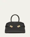 Ferragamo Hug S Black Handbag With Logo And Gancini Buckle In Leather Woman In Nero